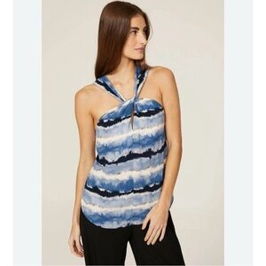 FIFTEEN TWENTY halter top in blue tie dye size M